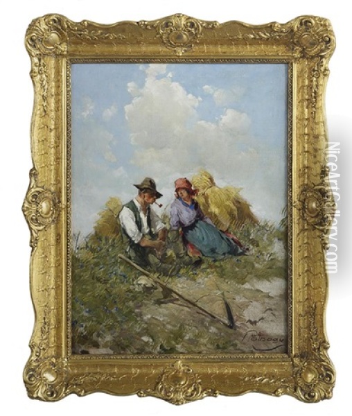 Farmer's Respite Oil Painting - Zsigmond Palnagy