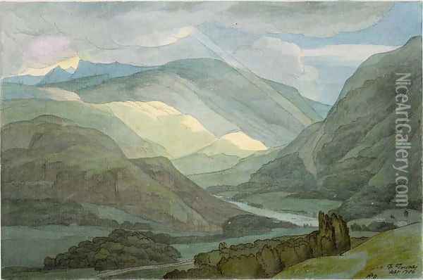 Rydal Water, 1786 Oil Painting - Francis Towne