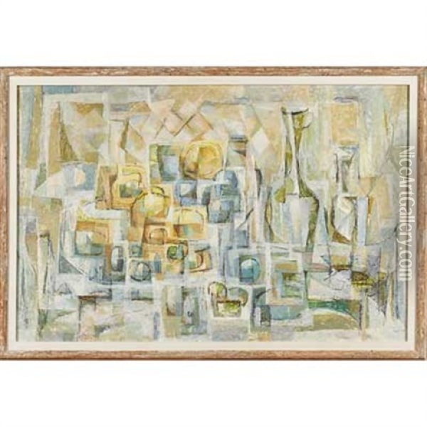 Untitled Painting (still Life With Fruit And Bottles) Oil Painting - Justus Frederic Weinberg