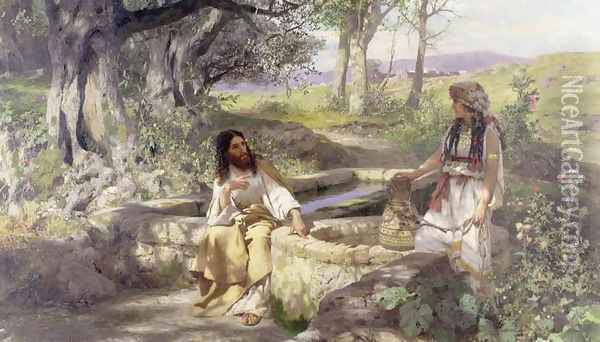 Christ and the Woman of Samaria, 1890 Oil Painting - Henryk Siemieradzki