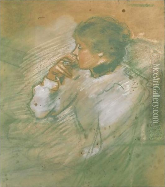 Portrait Of A Lady Smoking Oil Painting - Samuel John Peploe
