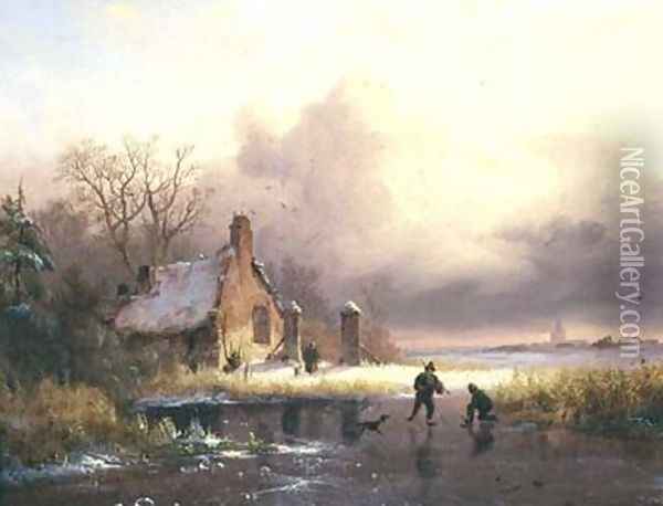Winter Landscape 2 Oil Painting - Frederick Marianus Kruseman