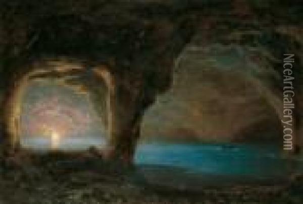 In Der Blauen Grotte Von Capri. Oil Painting - Ernst Carl Eugen Koerner