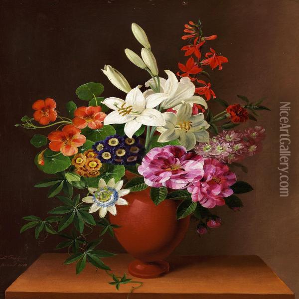A Bunch Of Summerflowers Oil Painting - Claudius Ditlev Fritzsch
