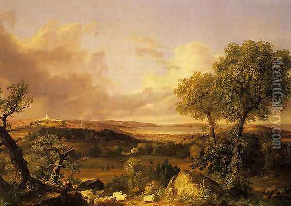View of Boston Oil Painting - Thomas Cole