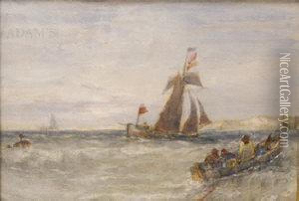 Figures Boating At Sea Oil Painting - Edwin Hayes