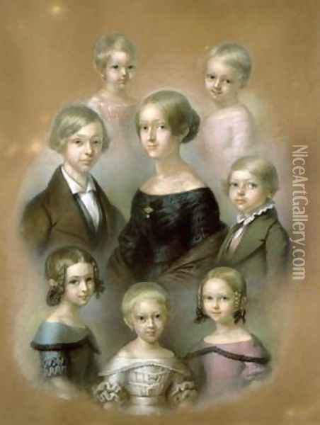 Family Oil Painting - Wilhelm Alexander Kobell