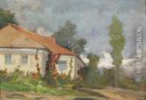 The House With Flowers Oil Painting - Nicolae Tincu