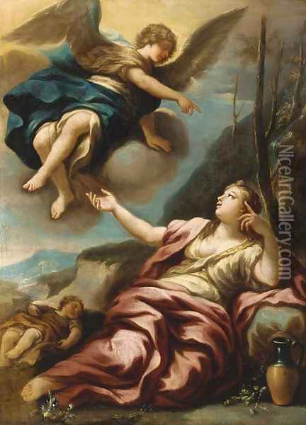 Hagar and the Angel Oil Painting - Paolo di Matteis
