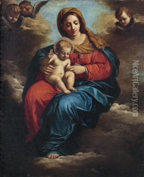 Madonna Mit Kind Auf Wolken Oil Painting -  Guercino