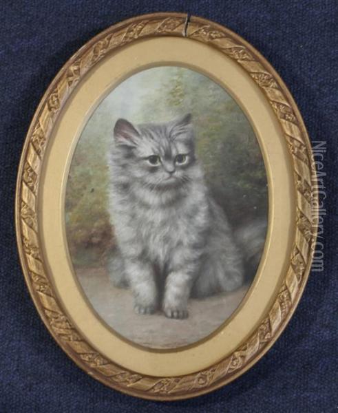 Portrait Of A Seated Kitten Oil Painting - Bessie, Betsie Bamber