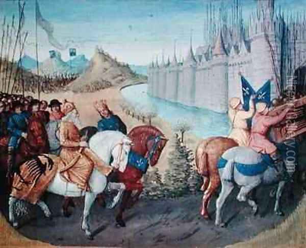 Entry of Louis VII c 1120-80 King of France and Conrad III 1093-1152 King of Germany into Constantinople during the Crusades Oil Painting - Jean Fouquet