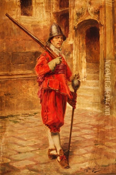 Guard At His Post Oil Painting - Alex De Andreis