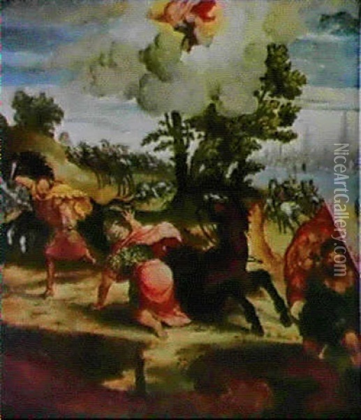 La Conversion De Saint Paul Devant Une Vue D'anvers Oil Painting - Jan van Rillaert the Elder