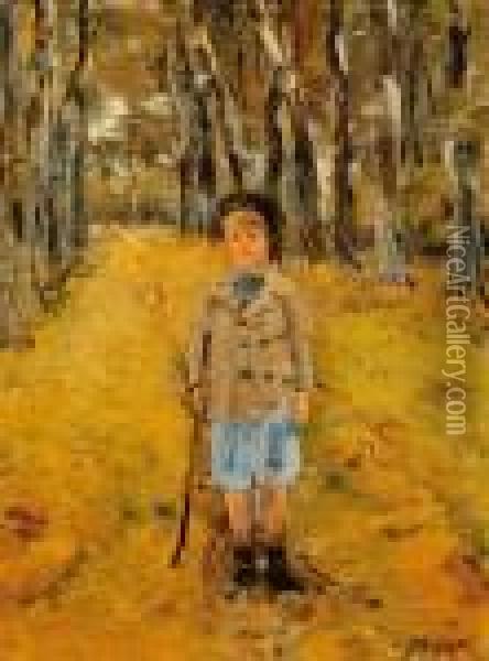 Boy In The Forest Oil Painting - Jan Hillebrand Wijsmuller