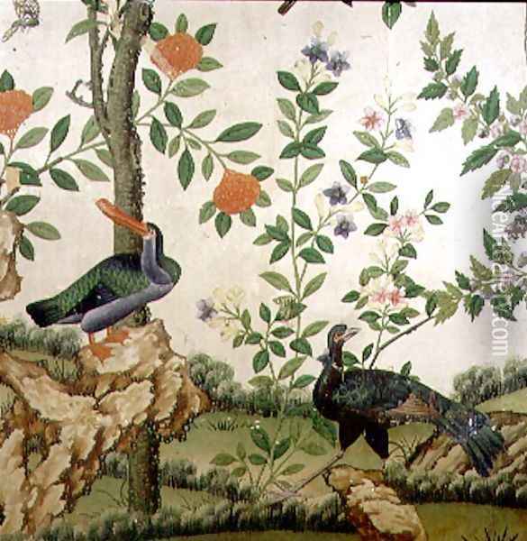 Bird Wallpaper, c.1840 (1) Oil Painting - Anonymous Artist