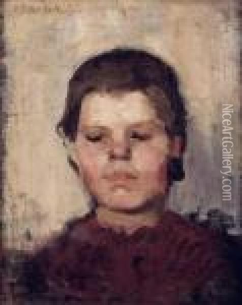 Portrait De Jeune Fille Oil Painting - Helene Schjerfbeck