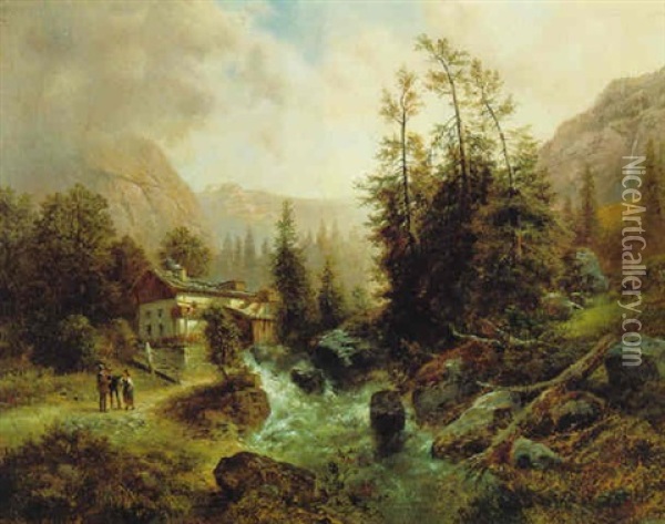 Partie Bei Taufers In Tirol Oil Painting - Gustav Barbarini