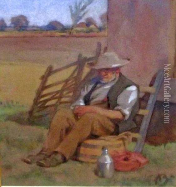 Mid-days Rest Oil Painting - Harry Becker