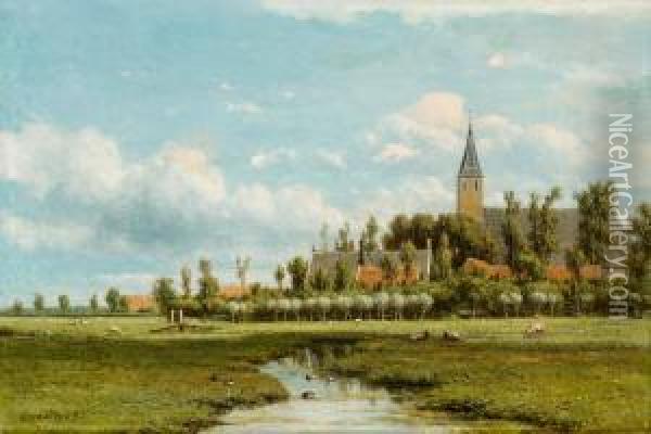 Landskap Med Betande Boskap Oil Painting - Jacob Jan van der Maaten