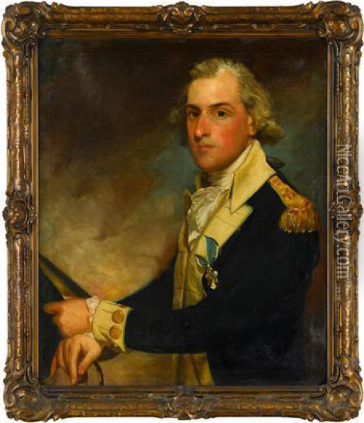 Matthew Clarkson (1758-1825) In Uniform Wearing Society Of The Cincinnati Emblem Oil Painting - Gilbert Stuart
