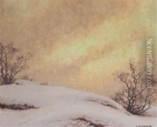 Vintervila Oil Painting - Gustaf Fjaestad