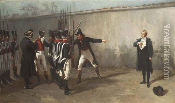 The Execution Of Mariechal Ney Oil Painting - Edouard Armand-Dumaresq