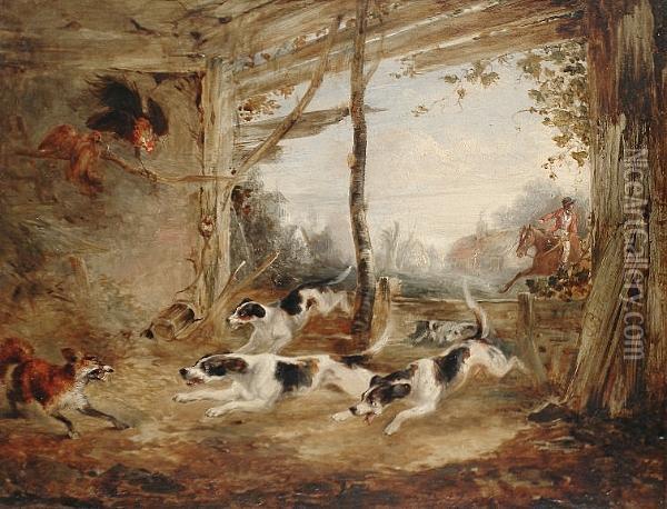 A Fox At Bay Oil Painting - James Bateman