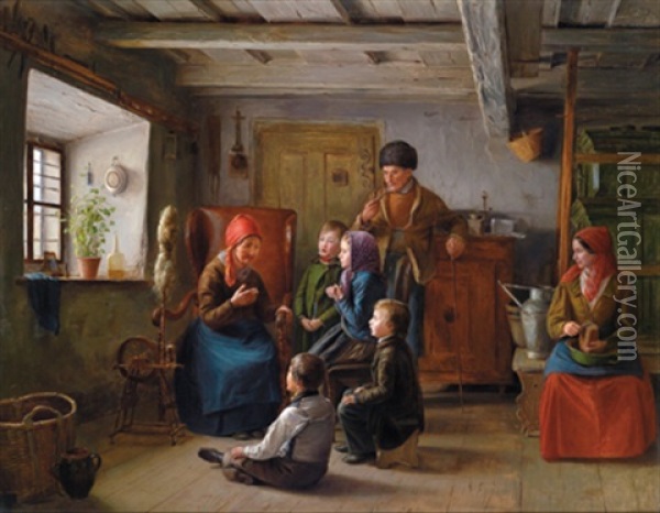 Grosmutter Erzahlt Oil Painting - Josef Mansfeld