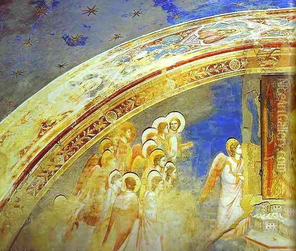 The Mission Of Archangel Gabriel Detail 1 1302-1305 Oil Painting - Giotto Di Bondone