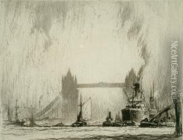 Tower Bridge Oil Painting - Percy Robertson