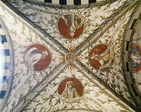 Vault depicting four prophets from the Loggia dAnnunciazione 2 Oil Painting - d'Allamagna Giusto