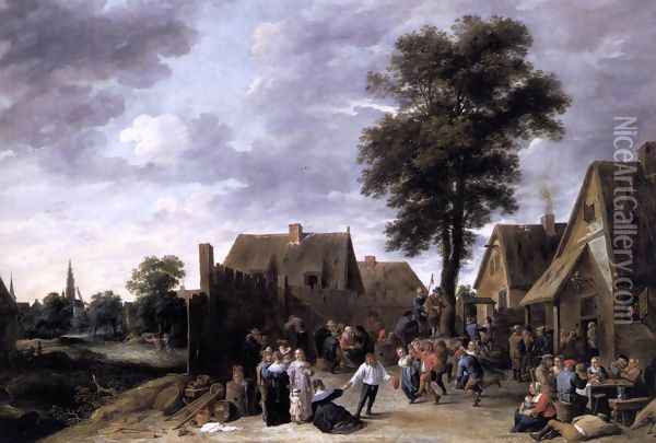 The Kermis at the Half Moon Inn 1641 Oil Painting - David The Younger Teniers