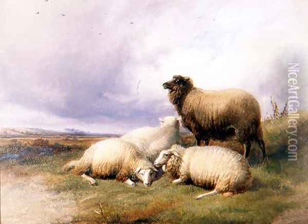 Sheep in a Landscape, 1894 Oil Painting - Thomas Sidney Cooper
