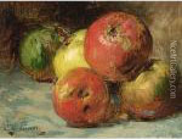 Still Life With Apples Oil Painting - Georges Jeannin