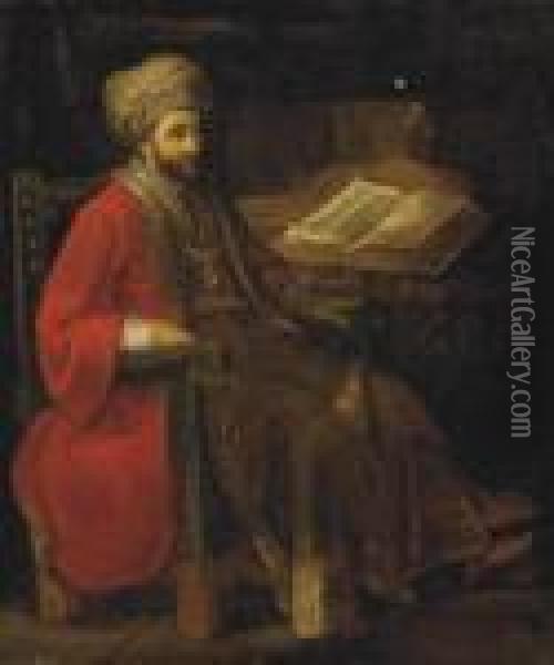 King David In Contemplation Oil Painting - Rembrandt Van Rijn