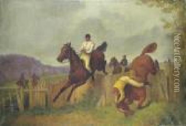 Steeple Chasing (after Henry Allen) Oil Painting - William Barr