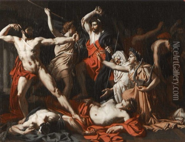 Ulysse Massacrant Les Pretendants De Penelope Oil Painting - Henri Joseph De Forestier