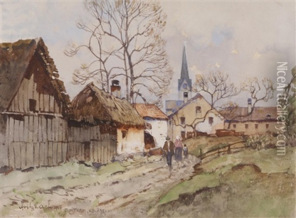 Roitham, Ob.ost. Oil Painting - Fritz Lach