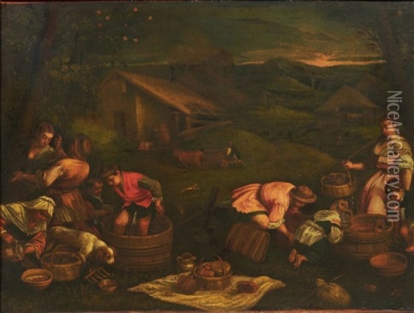 Les Vendanges Ou L'automne Toile (restaurations Oil Painting - Francesco Bassano