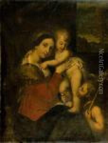 Vierge A L'enfant Et Saint Jean Baptiste Oil Painting - Nicolas Mignard