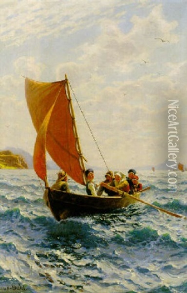 Hjemover Fra Kirken Oil Painting - Hans Dahl