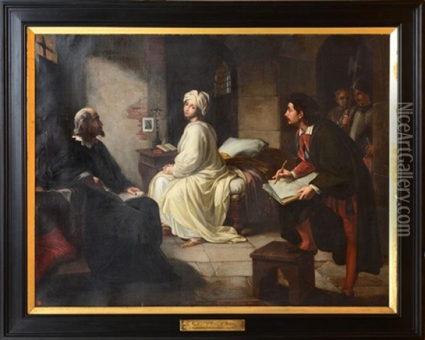 Beatrice Cenci Being Sketched By Guido Reni Oil Painting - Achille Leonardi