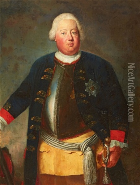 Portrait Of King Frederick William I Of Prussia Oil Painting - Antoine Pesne