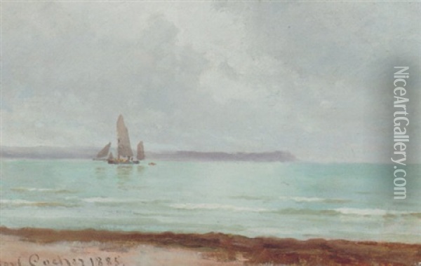 Marine Med Sejlskib Oil Painting - Carl Ludvig Thilson Locher