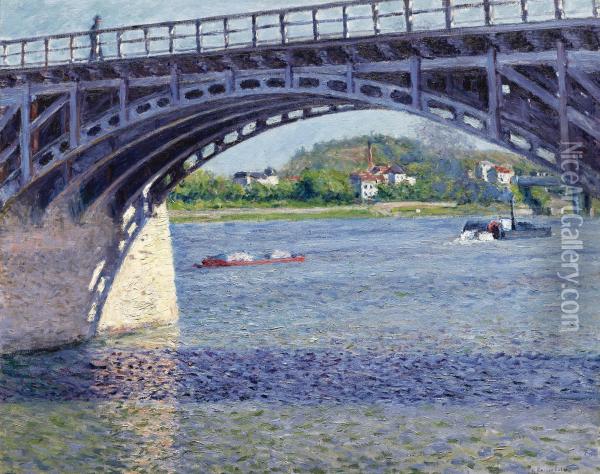 Le Pont D'argenteuil Et La Seine Oil Painting - Gustave Caillebotte