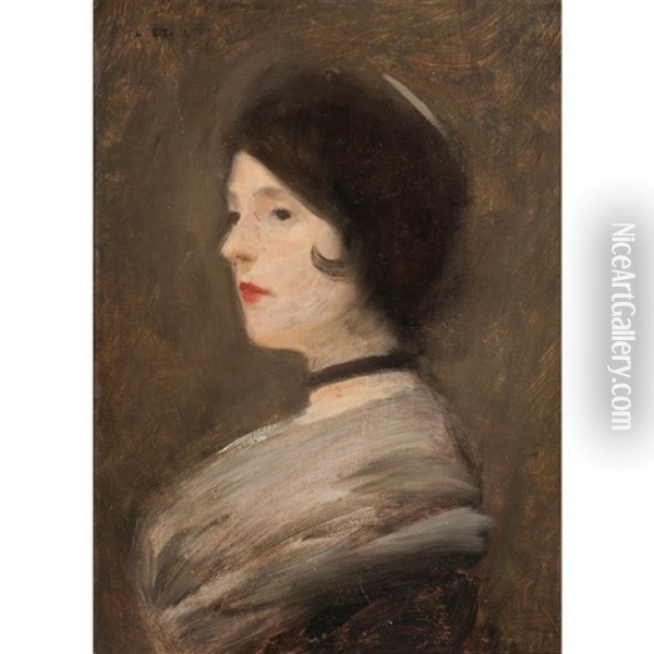 Profile Portrait Of A Woman Oil Painting - Charles Sprague Pearce