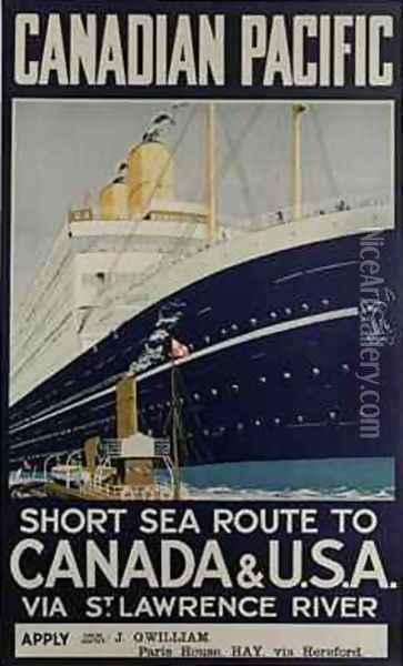 Poster advertising Canadian Pacific ferry company Oil Painting - E. Hamilton