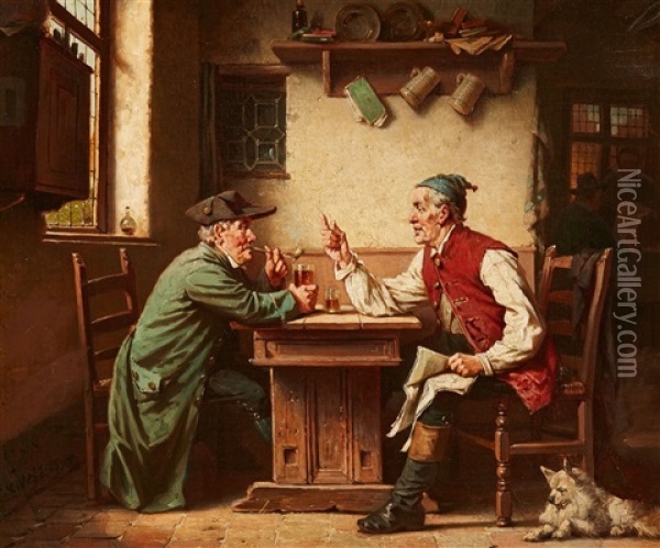 Tavern Scene Oil Painting - Charles Meer Webb