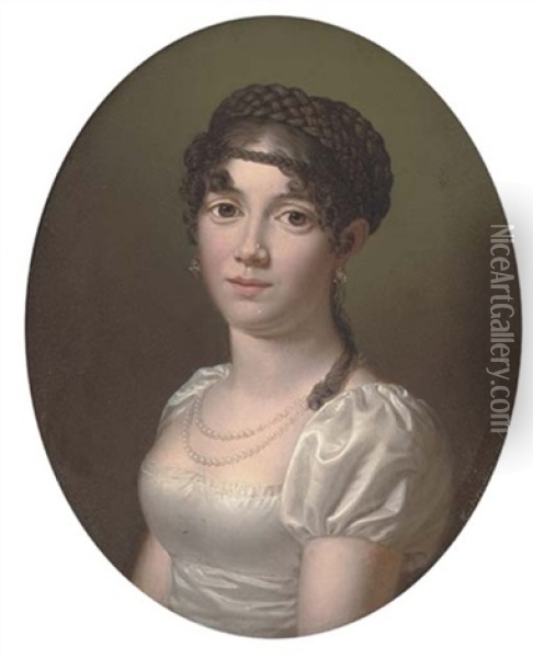 Portrait Of Princess Juliane Of Denmark In A White Dress Oil Painting - Christian Gottlieb Kratzenstein-Stub